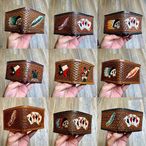 MEN WESTERN BI FOLD WALLET TOOLED LEATHER