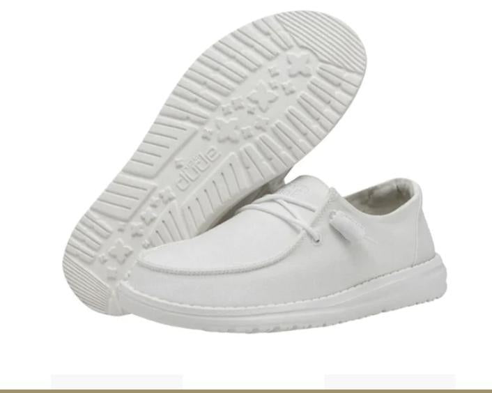 ‘’LISA’’  Wendy Slub Canvas White Shoe |40063-100