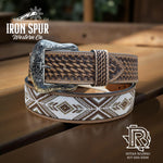 “ Damian  “ | 2 INCH MEN WESTERN TOOLED LEATHER BELT BEADED LIGHT BROWN