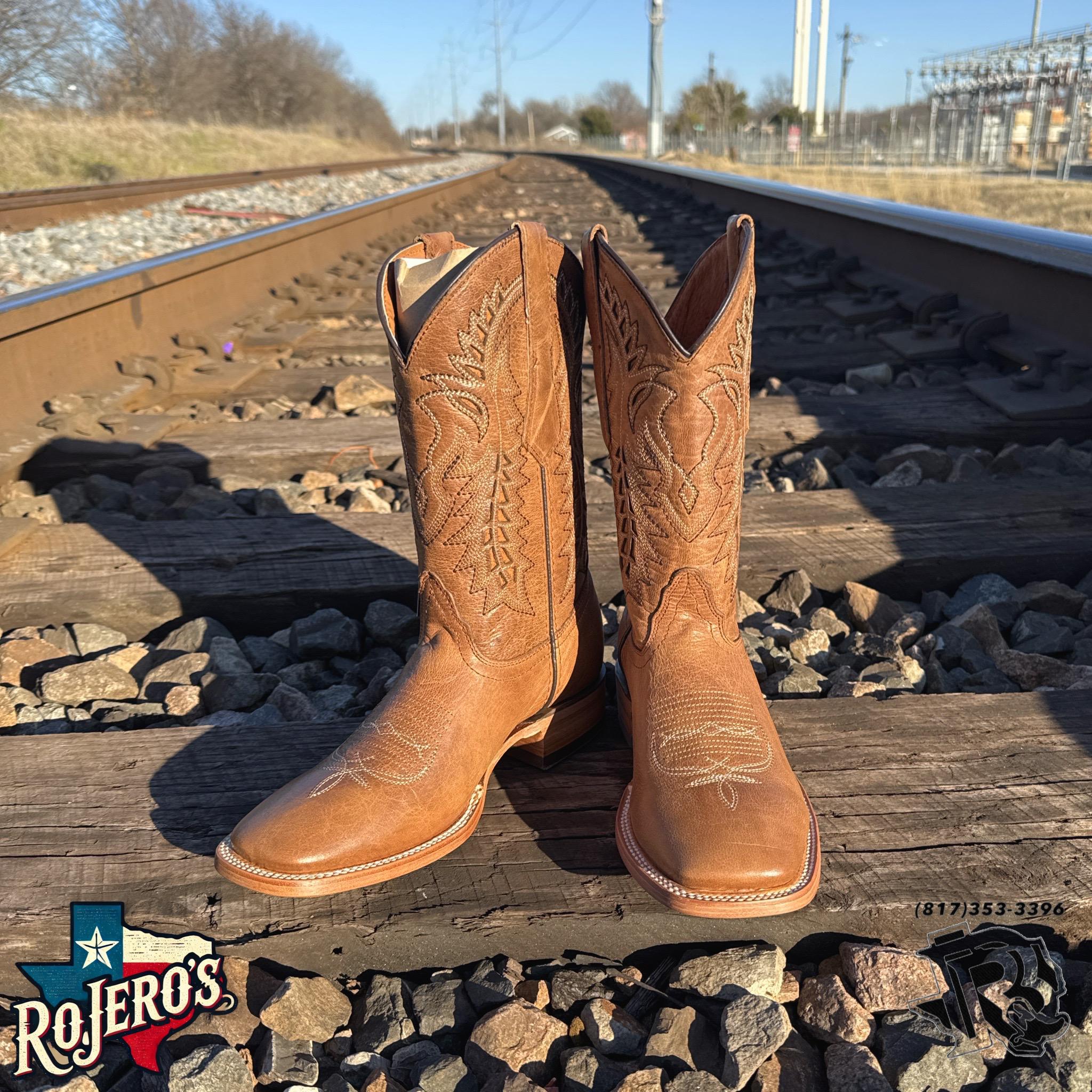 “ ALEX “ | MEN WESTERN SQUARE TOE BOOTS LIGHT BROWN