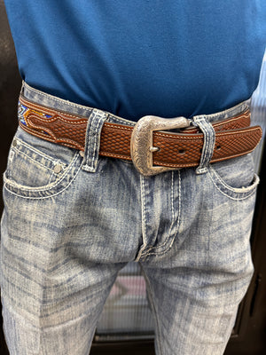 “ James “ | Nacona Men Belt Beaded Blue and Brown N2484408