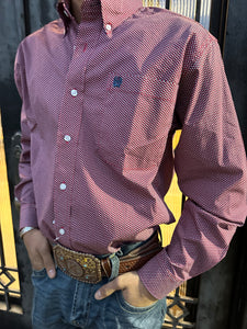 MEN'S CINCH GEOMETRIC PRINT BUTTON-DOWN WESTERN SHIRT - RED / NAVY (MTW1105397)