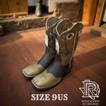 ON SALE MEN SQUARE TOE BOOTS LEATHER WITH RUBBER SOLES SIZE 9 US