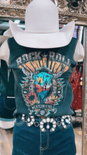 Load image into Gallery viewer, Women chain fringe black graphic tank rock &amp; roll | BW20T02068
