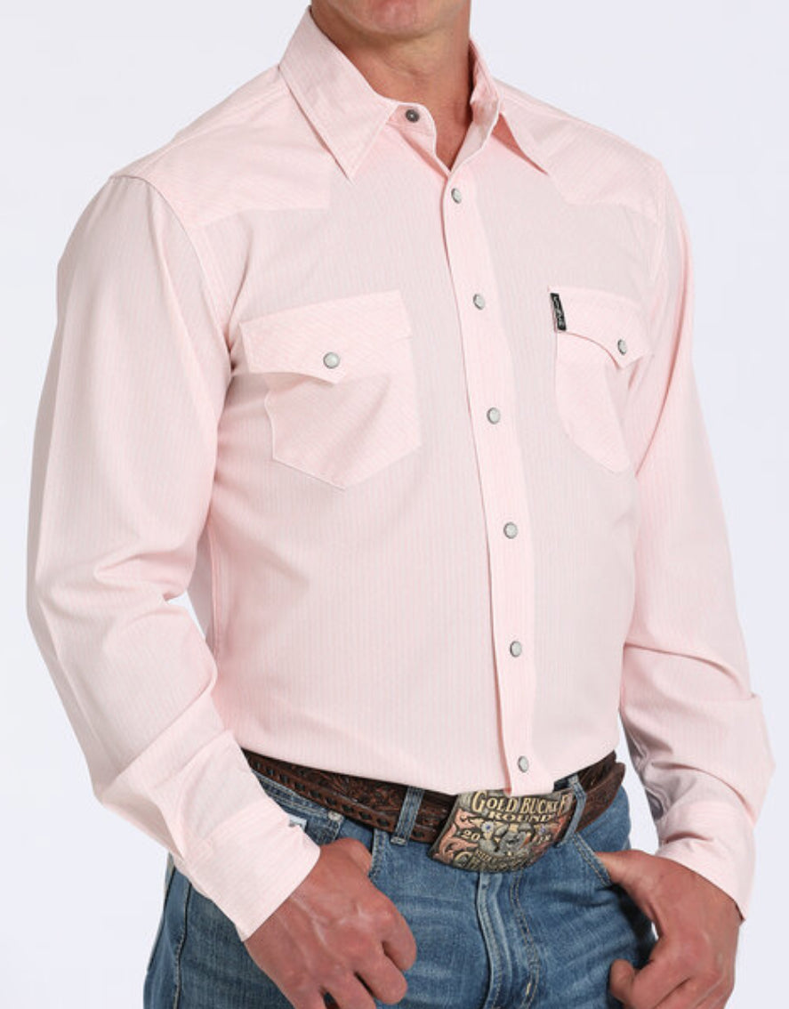 CINCH MENS PINK  LONG SLEEVE SHIRT |MTW1303087