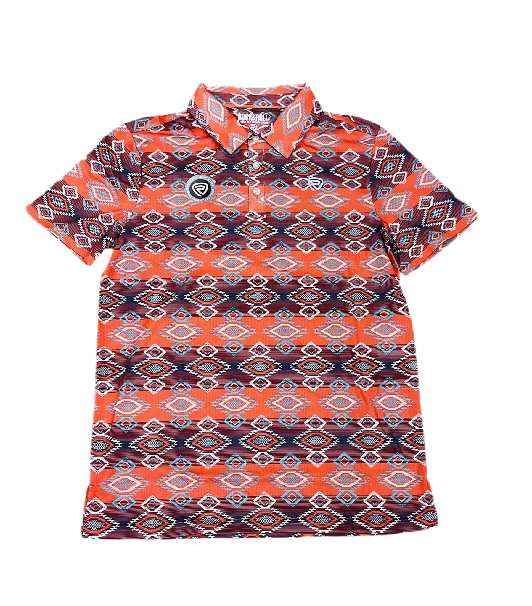 ‘’JOAN’’ ROCK & ROLL RED AZTEC PRINTED POLO |BM51T0662