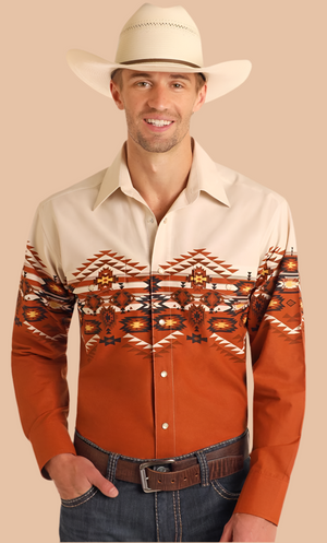 MEN’S PANHANDLE AZTEC PRINT BORDER SHIRT |SMN2S06050