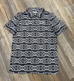 WOMEN’S ROCK & ROLL CHARCOAL AZTEC PRINTED POLO |BM51T06627