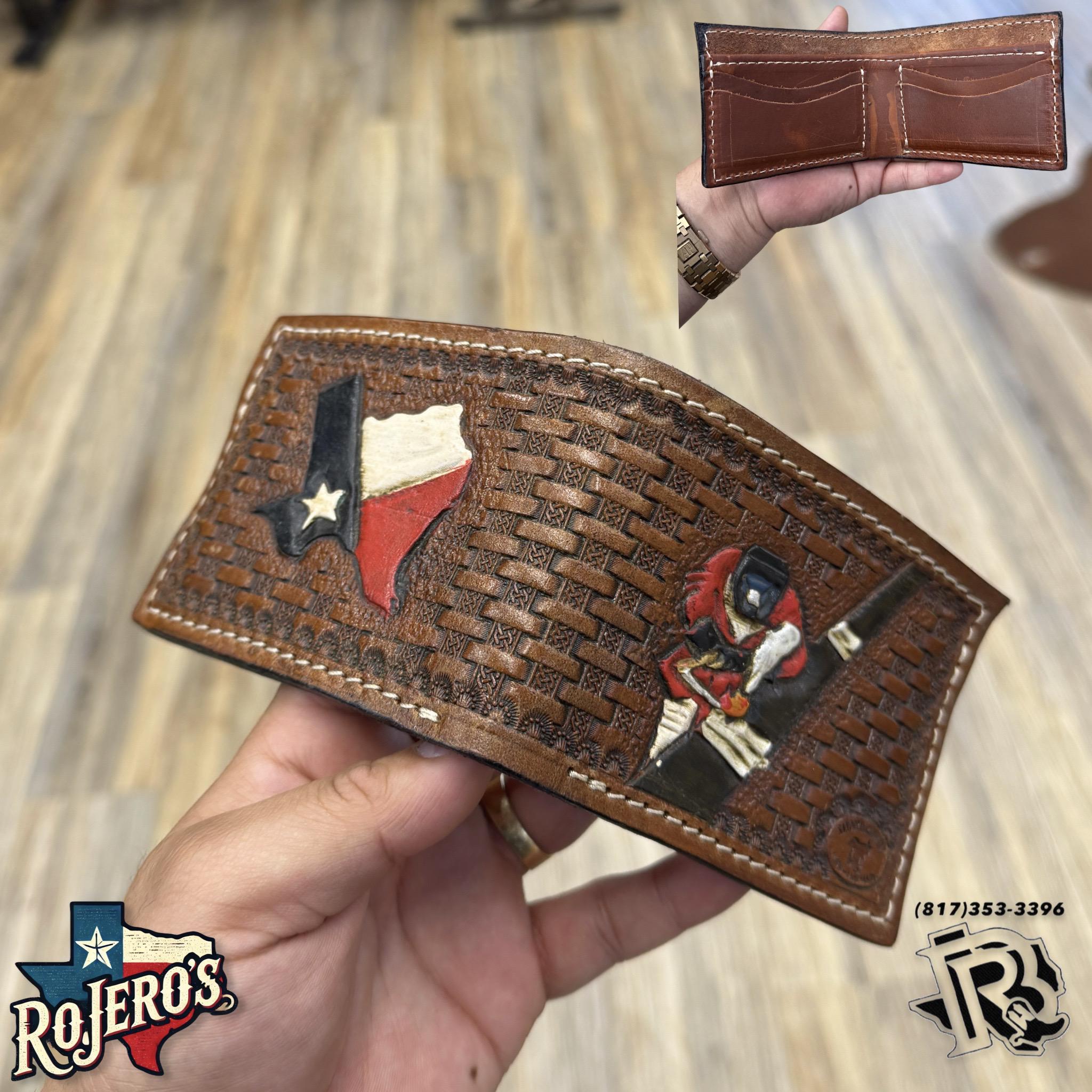 “ Brian “ | MEN WALLET BI FOLD CARD FEATHER HAND TOOLED