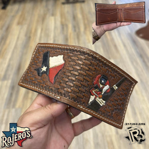 “ Brian “ | MEN WALLET BI FOLD CARD FEATHER HAND TOOLED