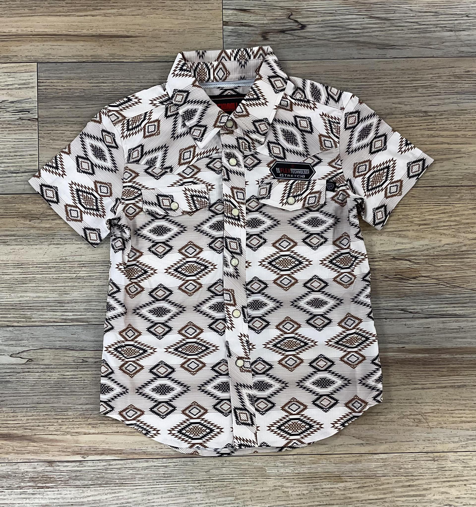 BOY’S ROCK & ROLL TEK NATURAL AZTEC PRINT SHIRT | BBN3S05954