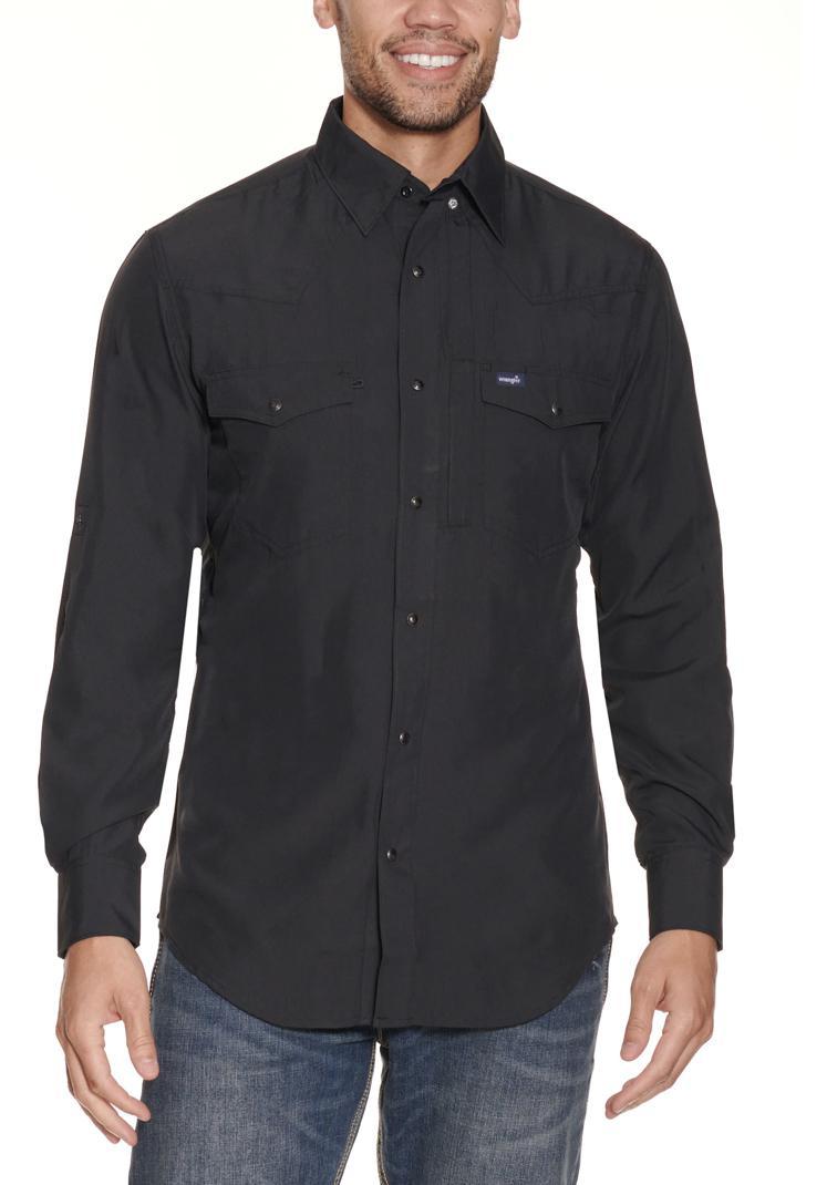 Wrangler Men's BLACK Classic Fit Performance Long Sleeve Shirt|112323744