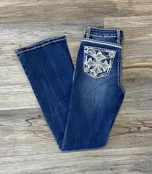 Jeans Capri Pour Fille Star Ride - Taille 8, Délavé Bleu Clair Avec Strass - Occasion Très Bon état