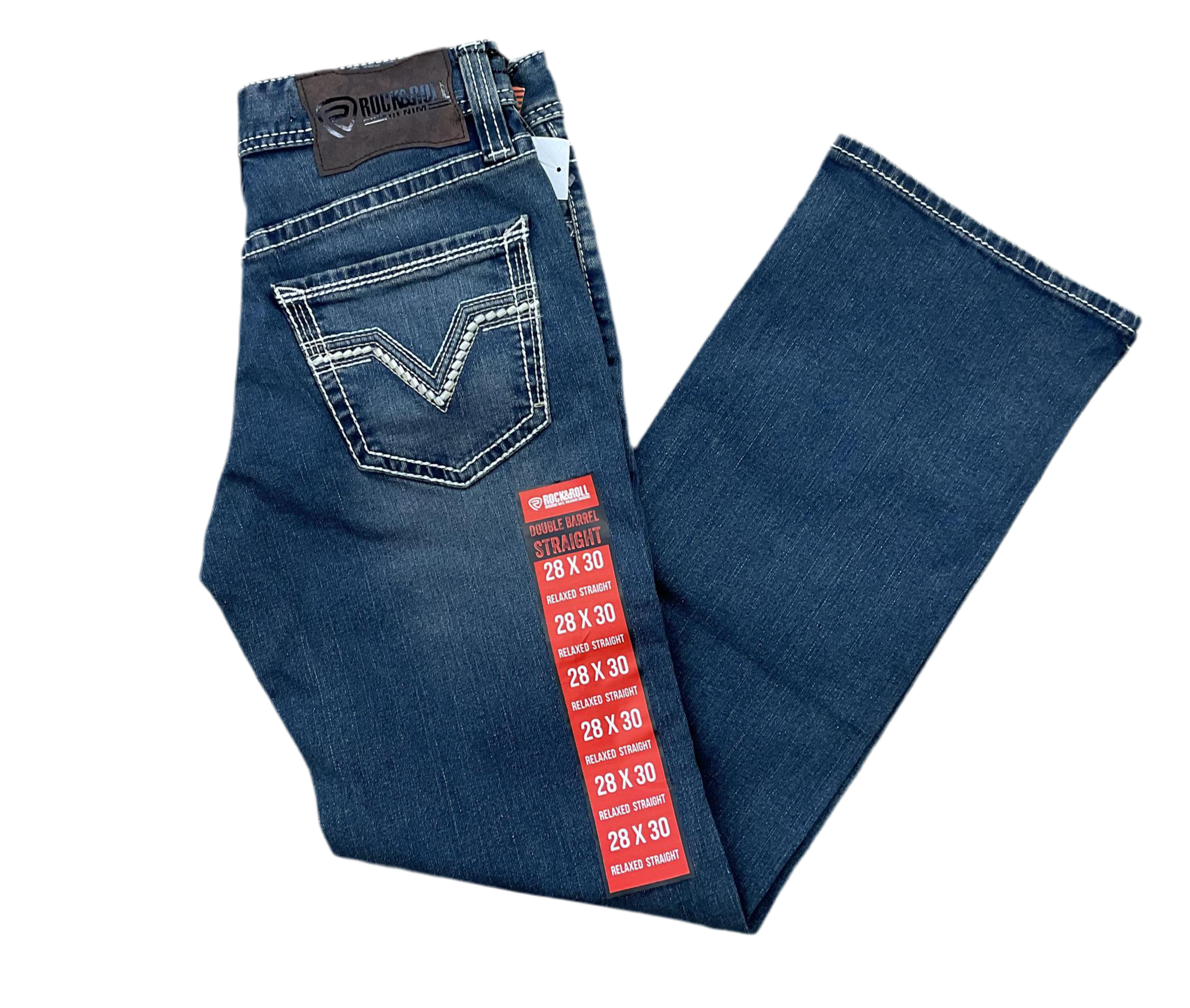 Mens Rock & Roll Ladder Stitch EMB Straight Medium Vintage Jeans | BM0SD04246 RED LABEL