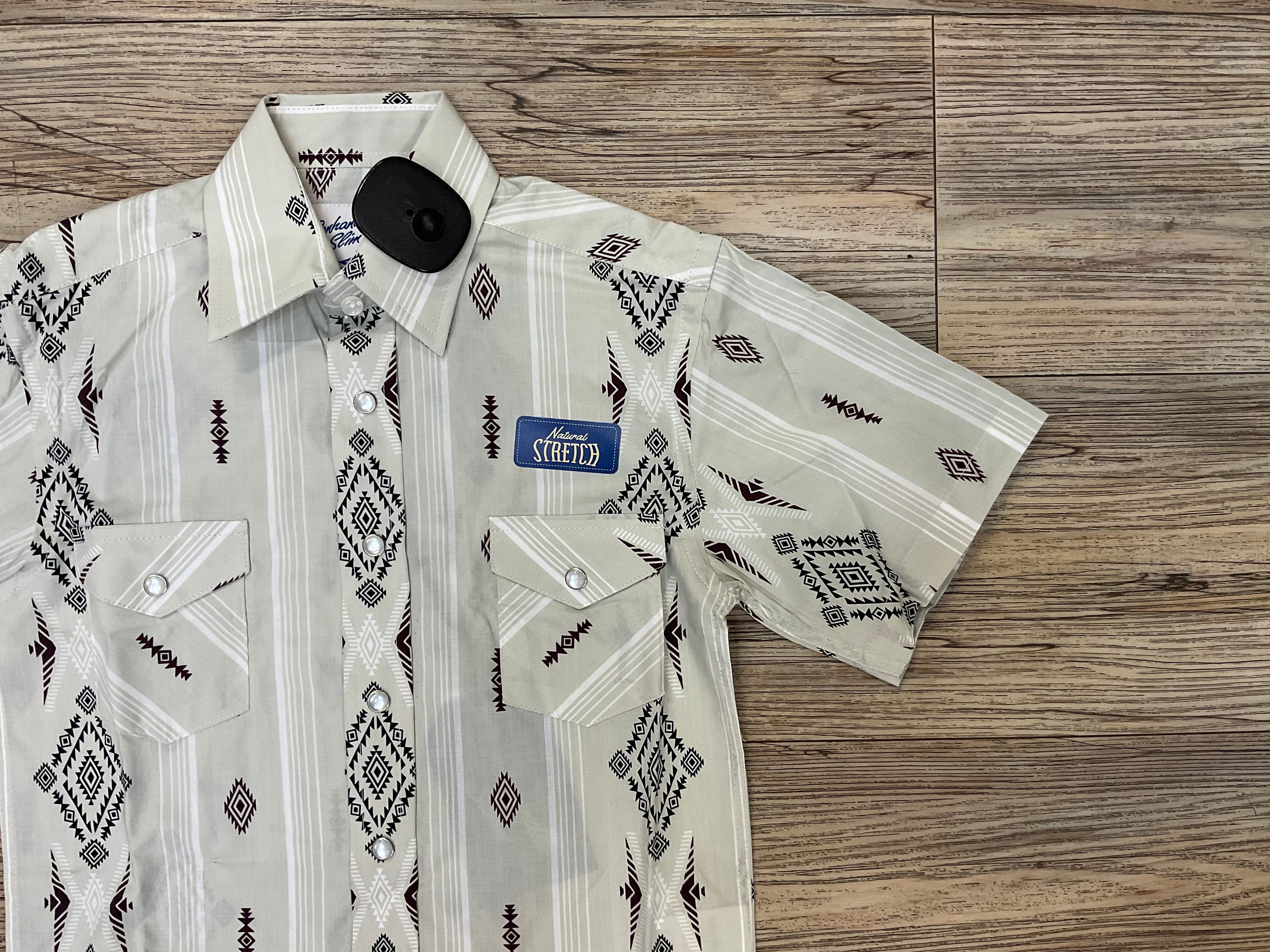 BOY’S ROCK & ROLL LIGHT GREY SHORT SLEEVE SHIRT |PBN3S06585