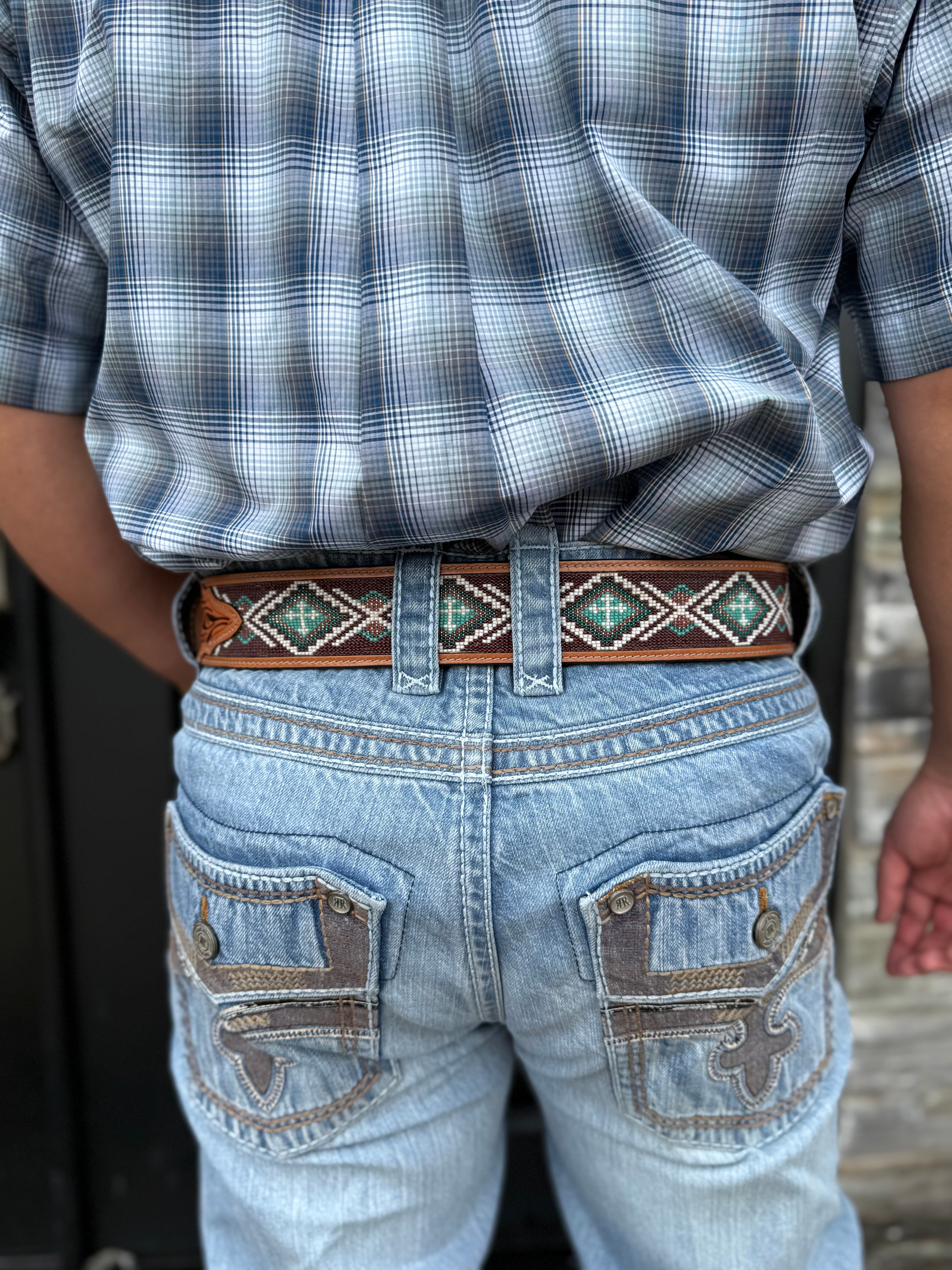 “ WALTER “ | 2 INCH IRON SPUR ™️ MEN WESTERN BELT BEADED CROSS