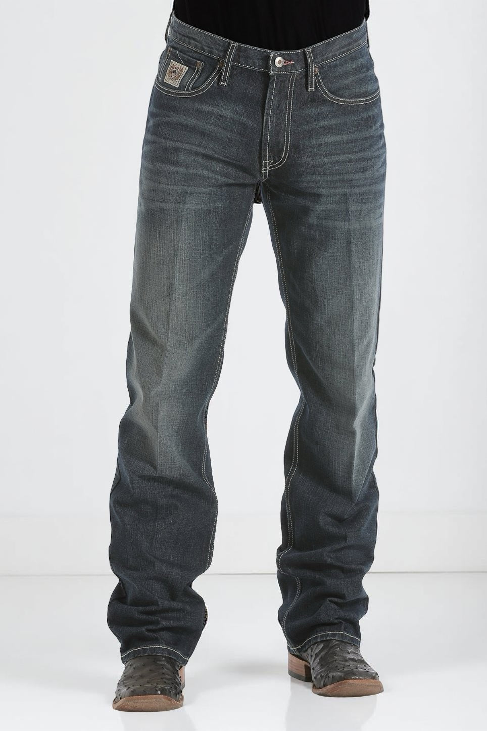 BOOT CUT DARK STONE WASH MENS RELAXED FIT WHITE LABEL JEANS MB92834019 WHITE LABEL