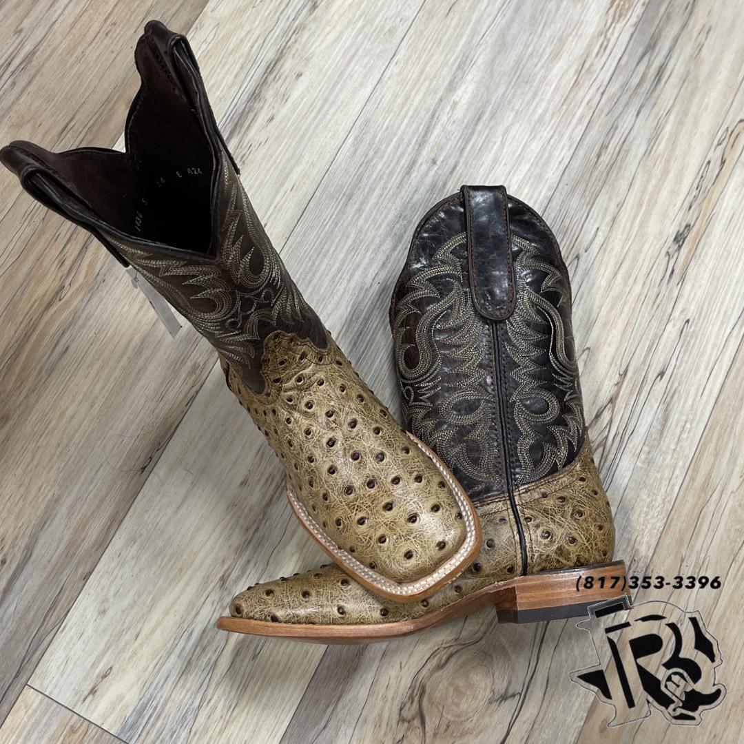 Jacob “ YOUTH WESTERN OSTRICH PRINT SQUARE TOE BOOTS ORIX