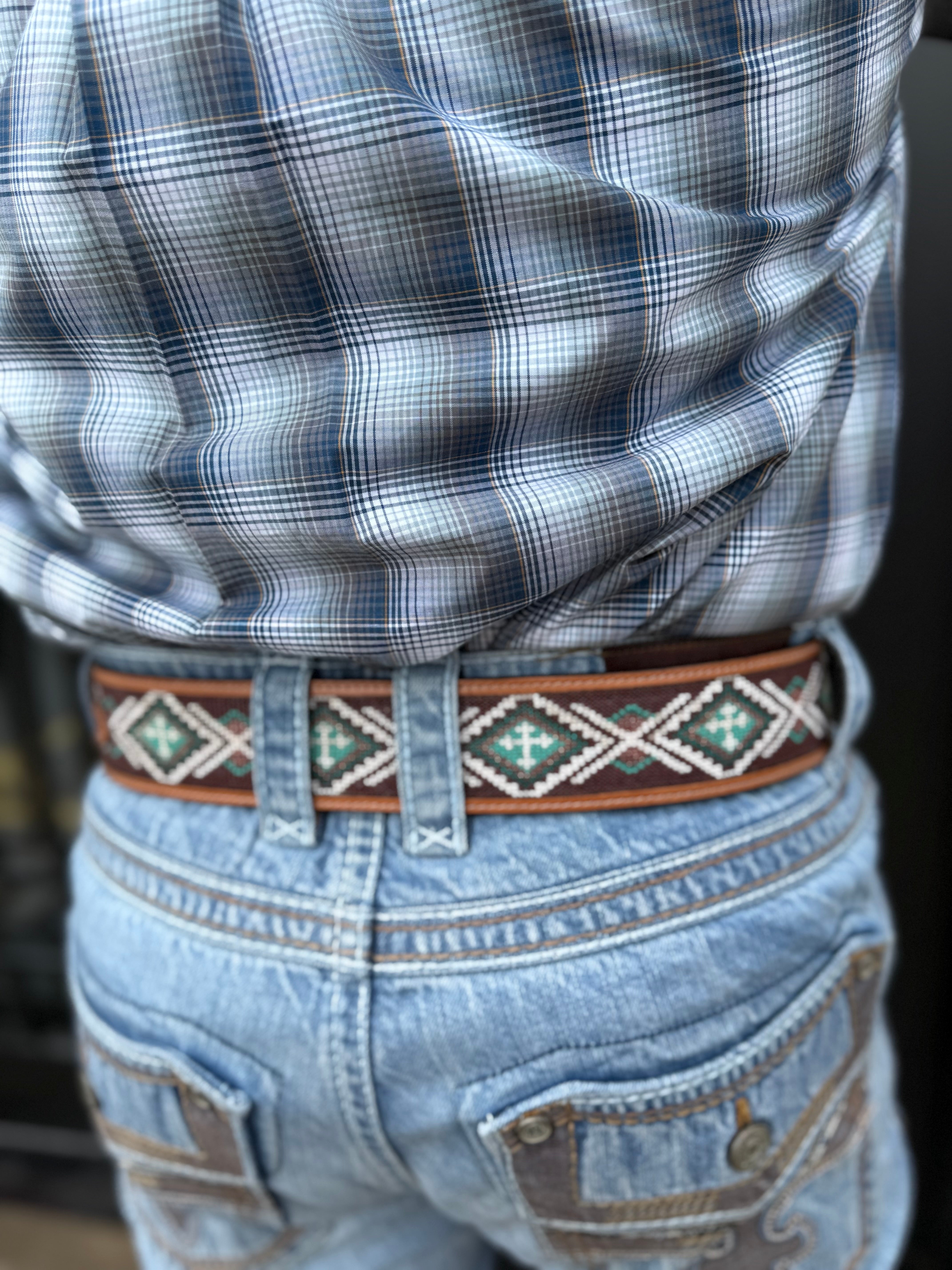 “ WALTER “ | 2 INCH IRON SPUR ™️ MEN WESTERN BELT BEADED CROSS