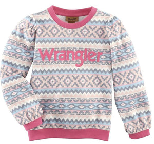 Wrangler Girls Pink Aztec Print Sweater - 112335313