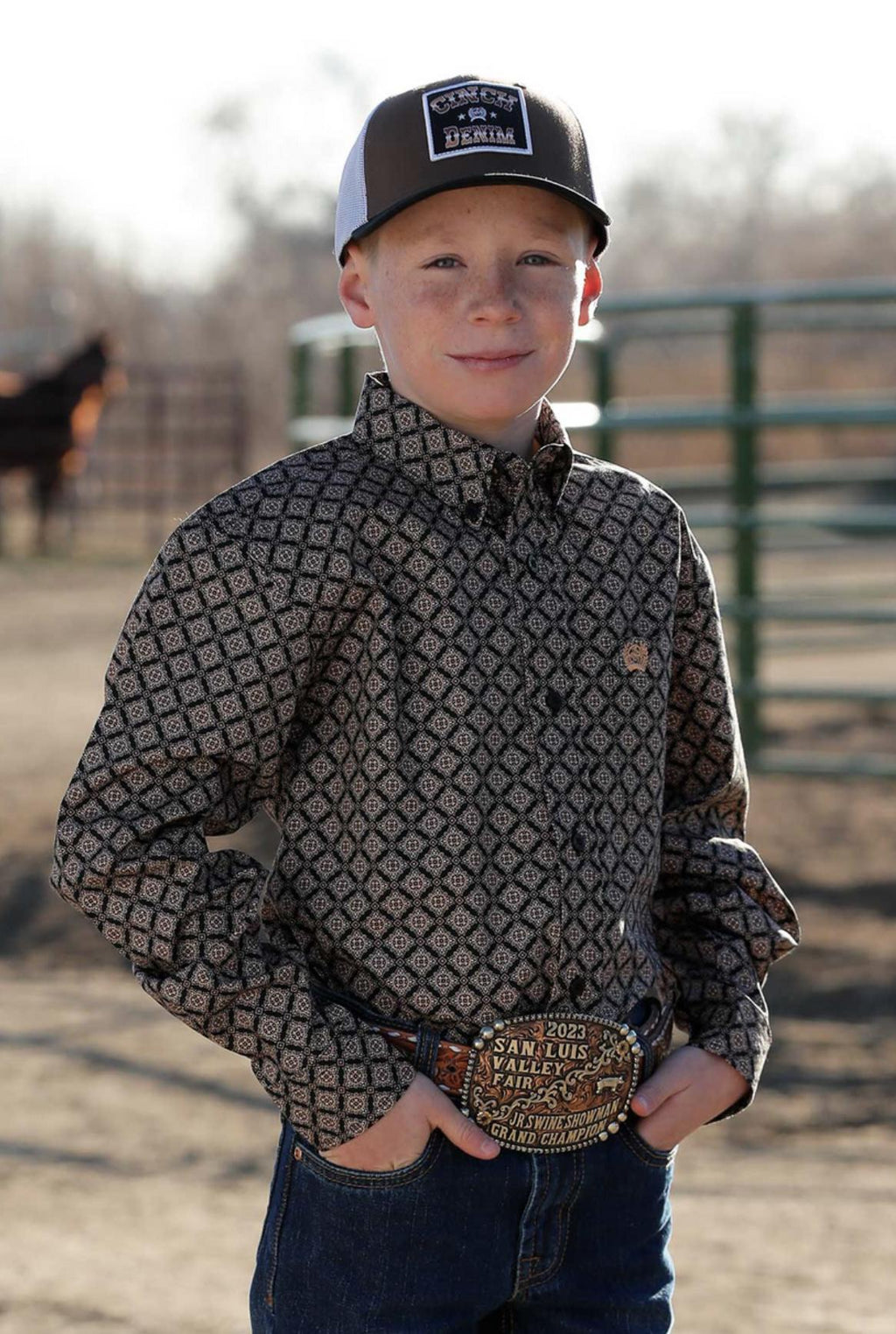 BOYS LONG SLEEVE BUTTON UP CINCH SHIRT (MTW7060360)