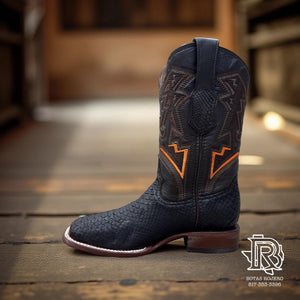 “ LIAM “ | MEN PYTHON MATTE BROWN ORIGINAL SQUARE TOE DENVER BOOTS