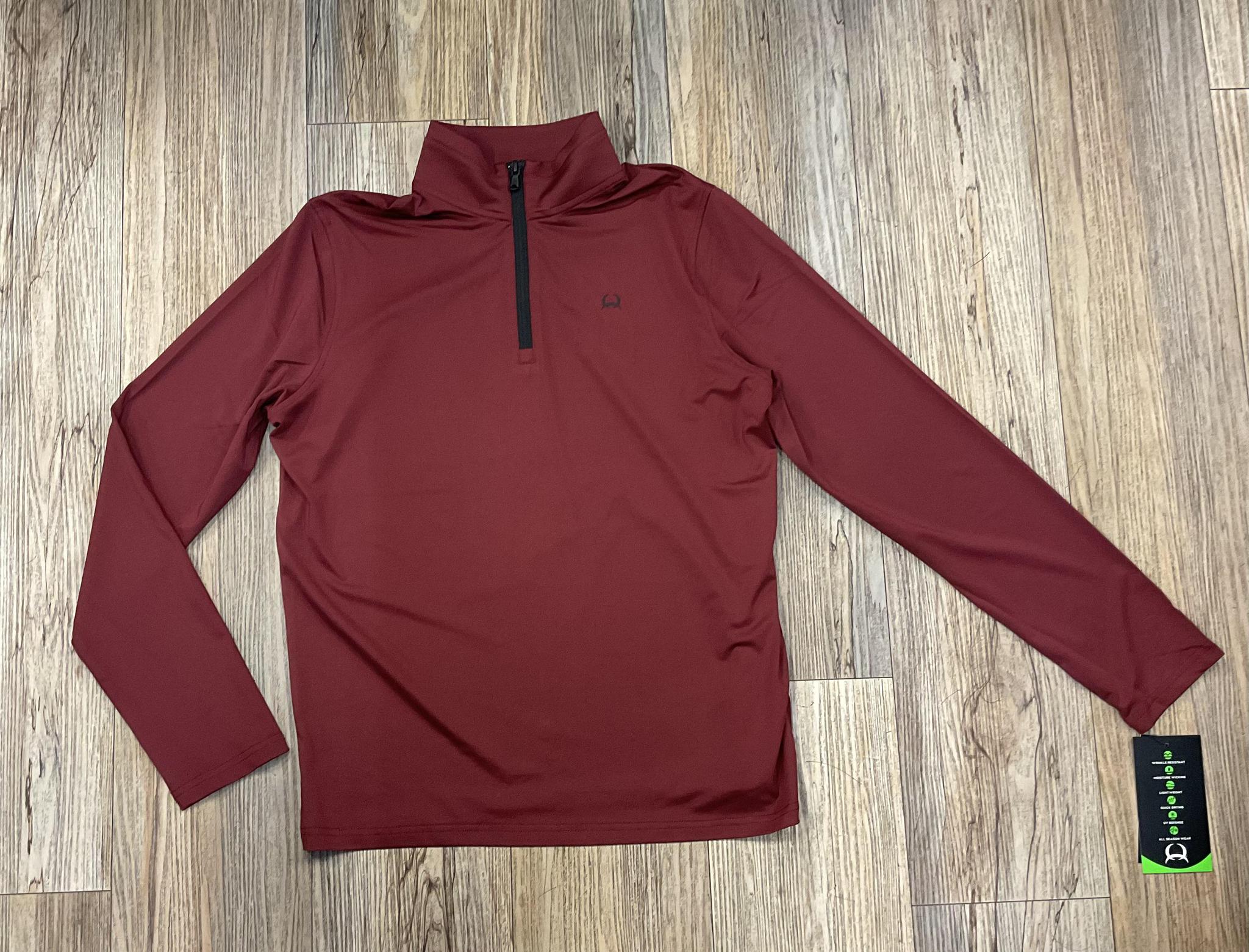 Cinch Mens ARENAFLEX Burgundy 1/4 zip  |MTK1882001