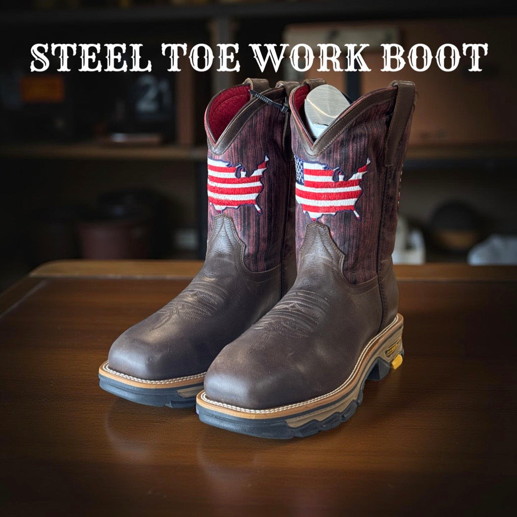 STEEL TOE SQUARE TOE BROWN WORK BOOT