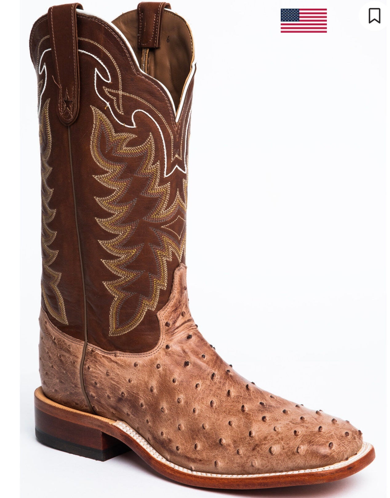 Tony Lama Square Mens Desert Sand Hays Ostrich Cowboy Boots