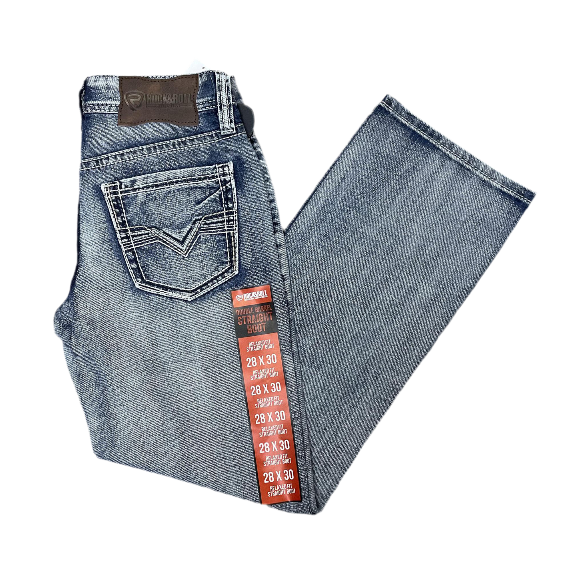 ‘’JULIAN’’ MEN’S ROCK & ROLL LIGHT WASH RELAXED FIT STRAIGHT BOOT JEANS | BM0SD06689