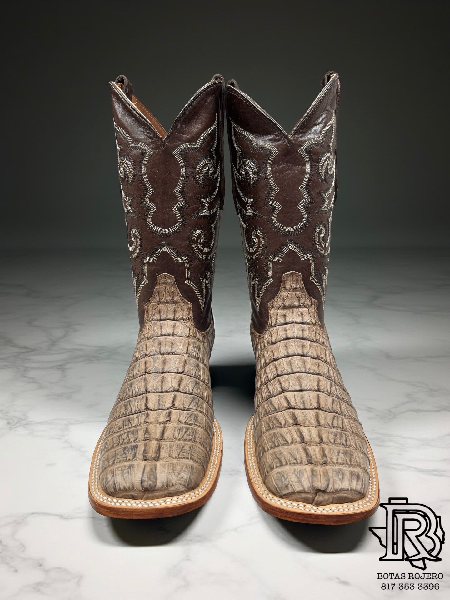“ TAYLOR “ CAIMAN ORIGINAL LEATHER TAIL COLOR CIGAR MEN SQUARE TOE WESTERN BOOTS