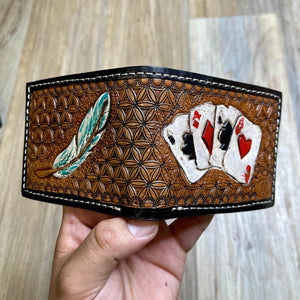 MEN WESTERN BI FOLD WALLET TOOLED LEATHER