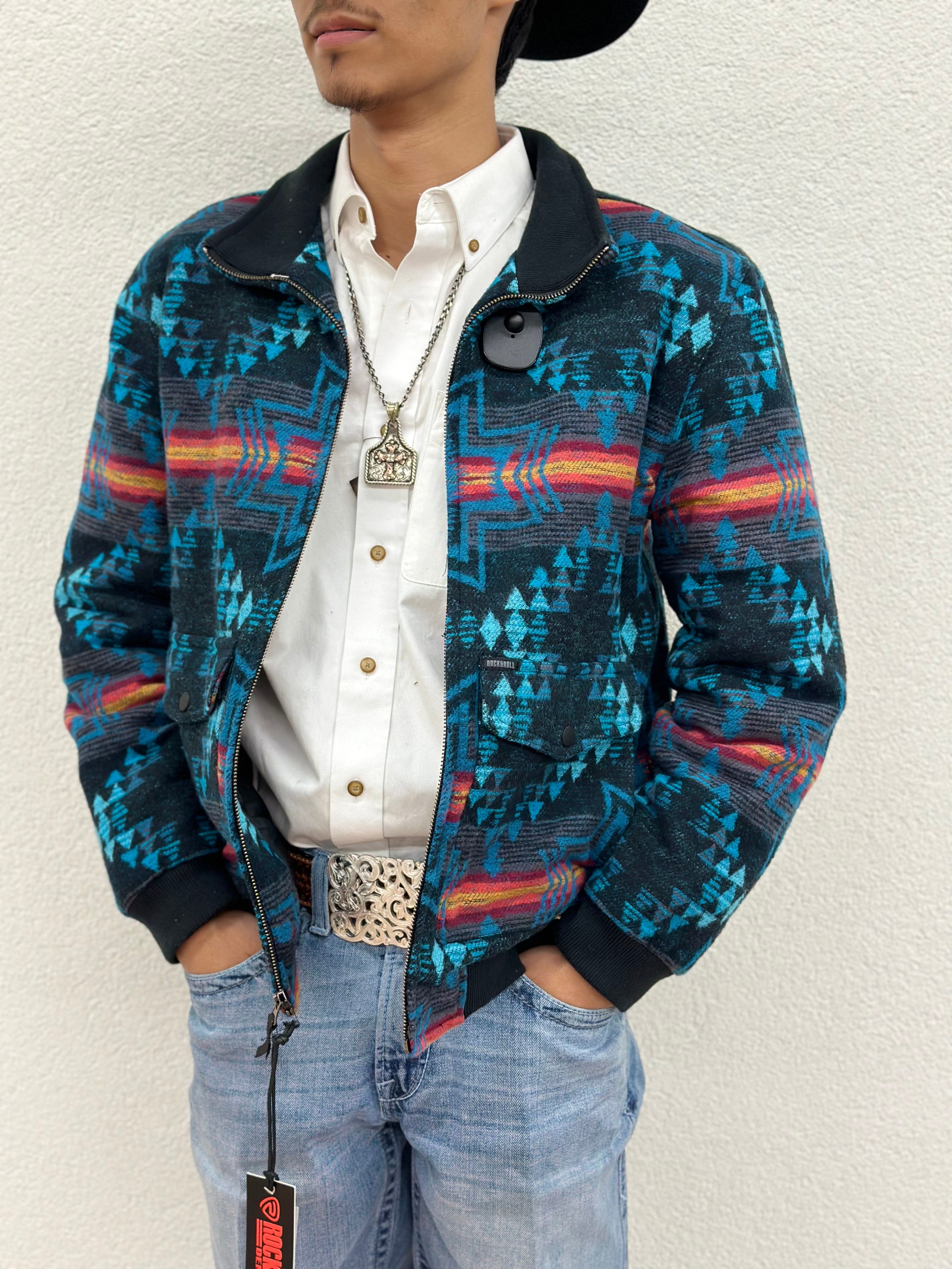 “ Fernando “ | Rock&Roll Cotton Aztec Bomber Coat Outerwear |RRMO92RZX4