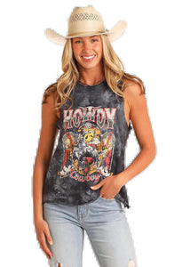 WOMEN’S HOWDY COWBOY GRAPHIC TANK BLACK | BW20T05945