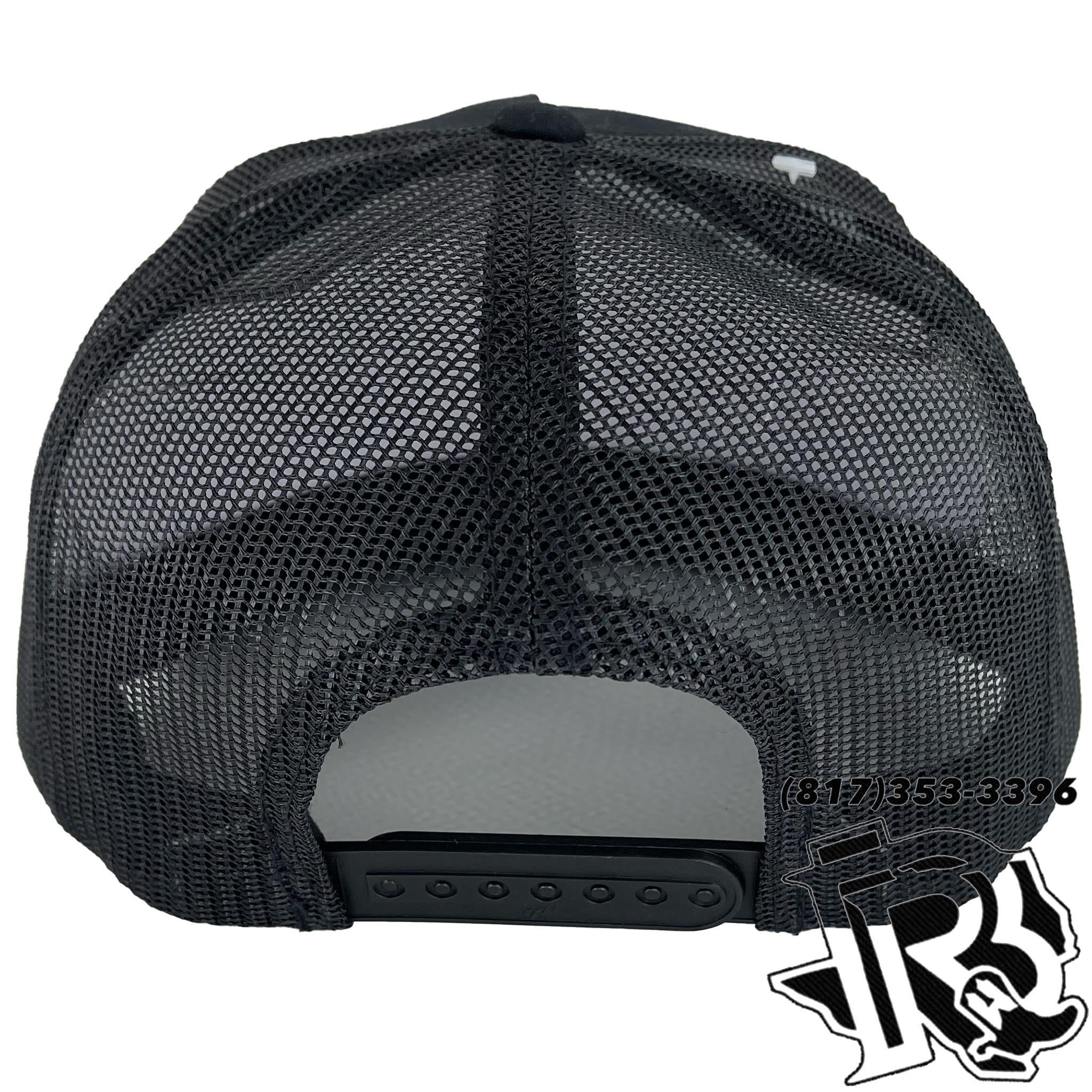 “KYLE” | BR TOOLED LEATHER PATCH CAP BLACK/BLACK