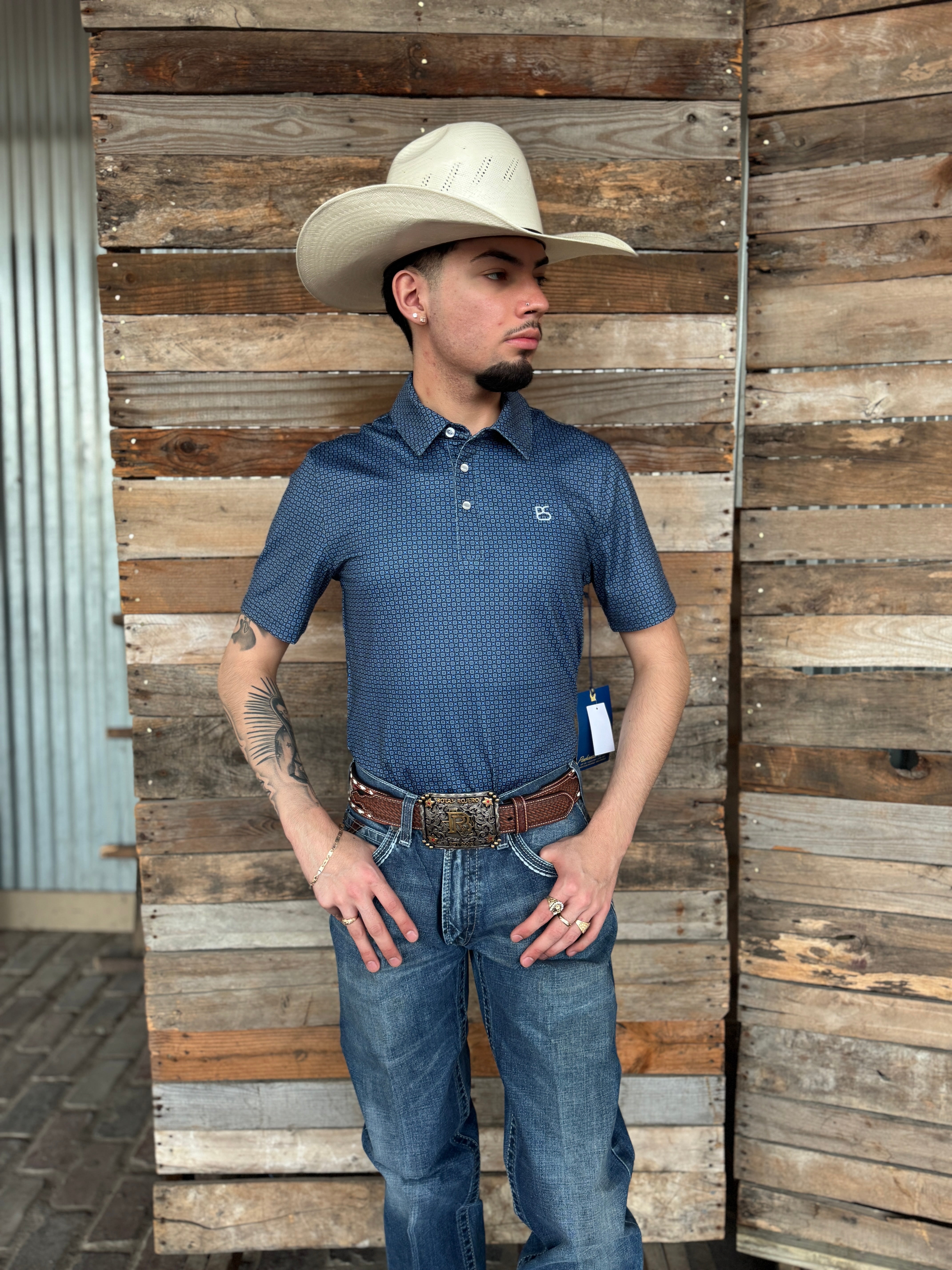‘’ALAN’’ MENS PANHANDLE NAVY POLO SHIRT |TM51T05712