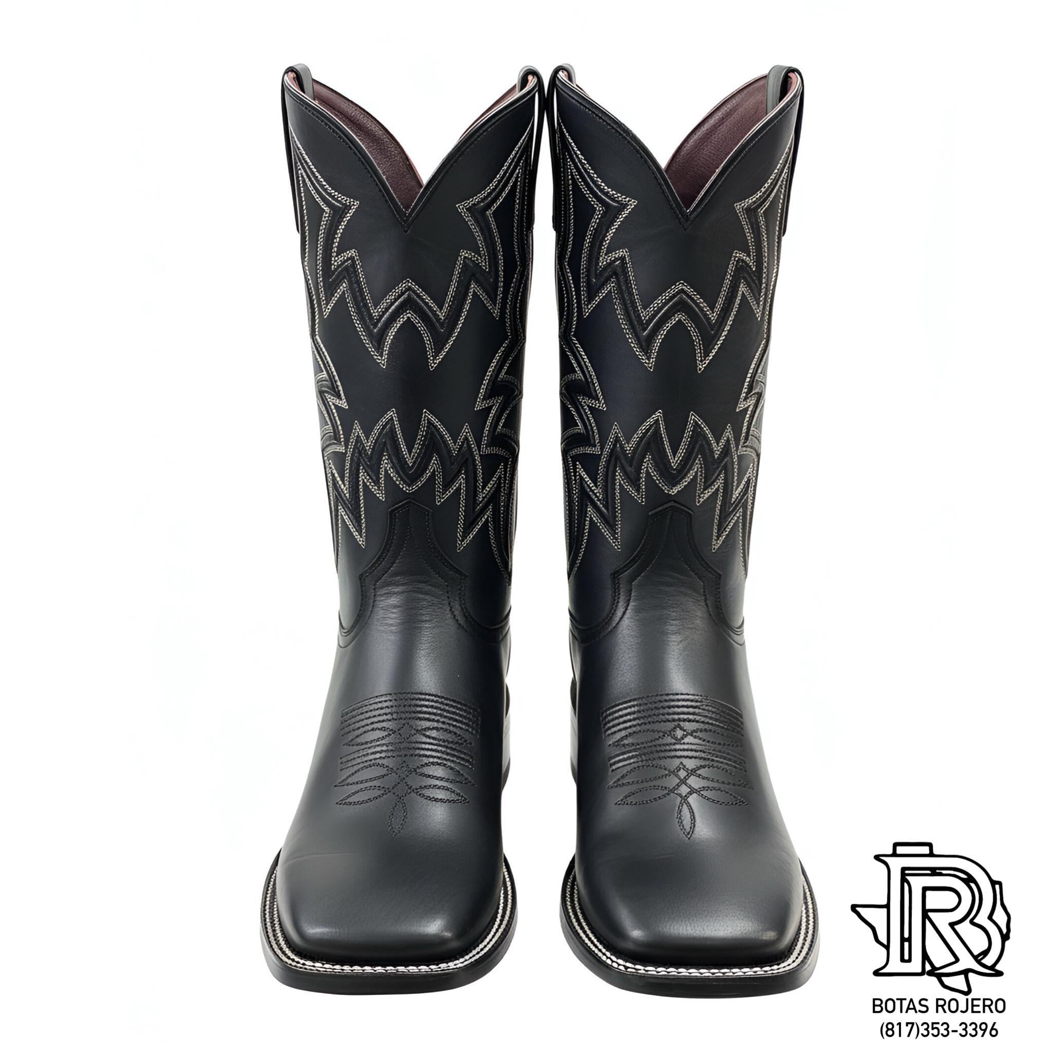 CASEY CALF BLACK “ | IRON SPUR MEN SQUARE TOE WESTERN BOOTS BLACK