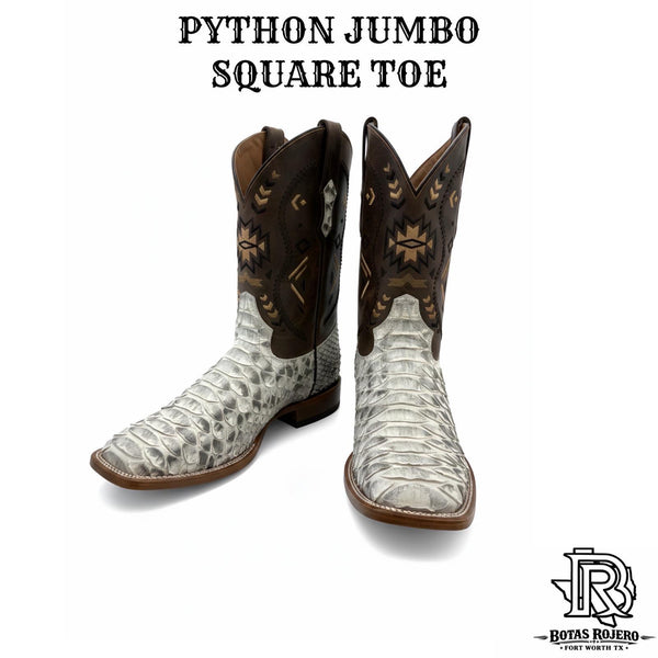 FRANK “ | JUMBO ORIGINAL PYTHON NATURAL MEN SQUARE TOE WESTERN