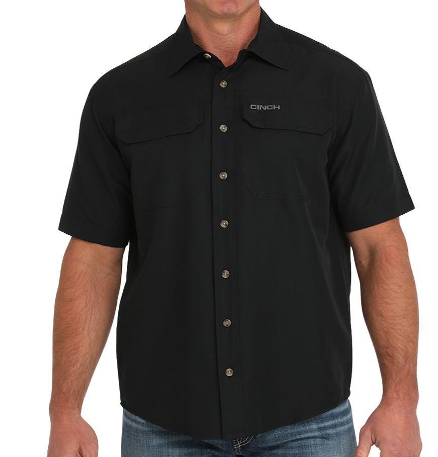 ‘’NOAH’’ MEN’S CINCH BLACK  SHORT SLEEVE ARENAFLEX SOLID SHIRT | MTW1723002