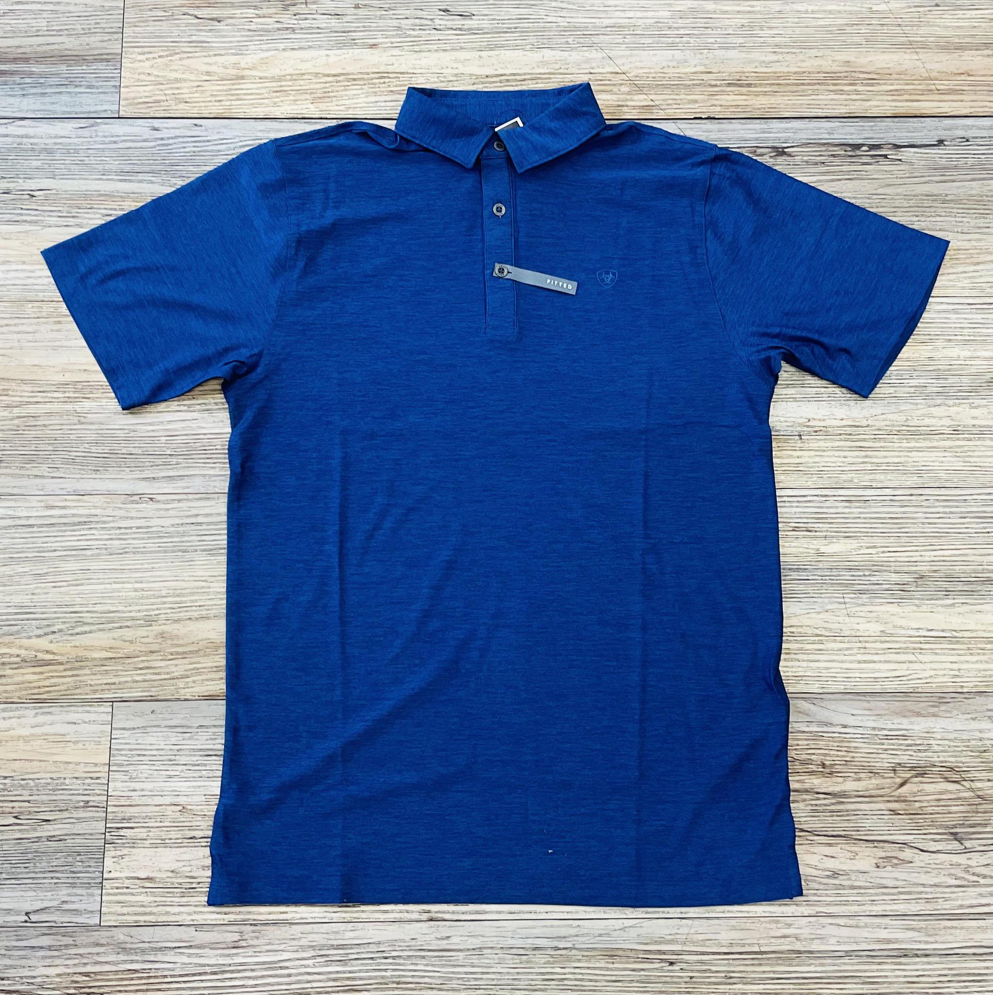 Mens Ariat TEK  charger fitted navy polo shirt | 10055181