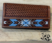 Load image into Gallery viewer, ‘’LEO’’  Twisted X wallet basket weave beaded | XH-1014R