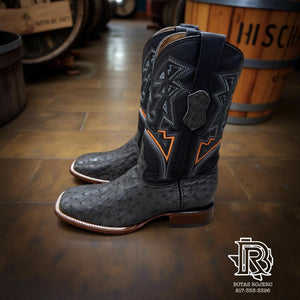 “ WAYNE “ | WESTERN SQUARE TOE GREY OSTRICH ORIGINAL BOOTS