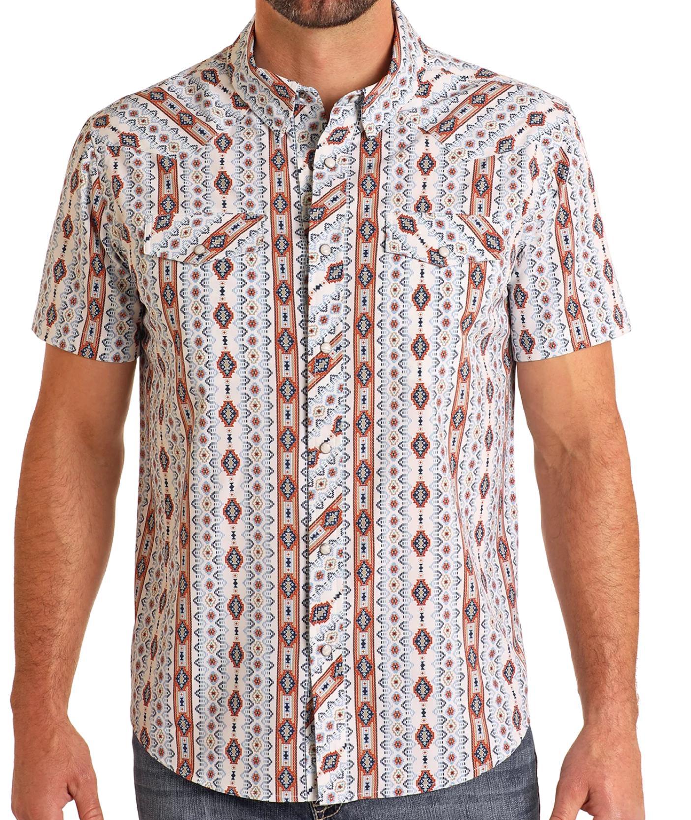 Mens Panhandle short sleeve Blue 2 Pkt Snap Shirt | TMN3S05715