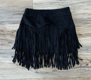 GIRLS LINA FRINGE BLACK  SKIRT