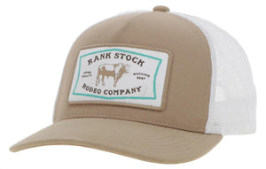 ‘’RYAN’’ MEN’S HOOEY RANK STOCK HOOEY TAN WHITE 5 PANEL TRUCKER CAP| 2454T-WHBK