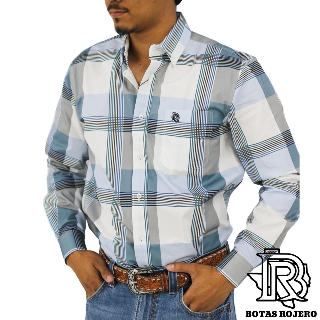 ‘’THE CLAY ’’ IRON SPUR  MEN’S WHITE STRIPE WESTERN LONG SLEEVE SHIRT