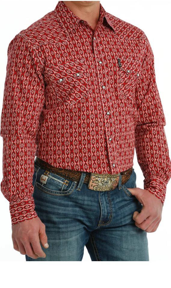 Men’s cinch long sleeve modern red shirt | MTW1301073