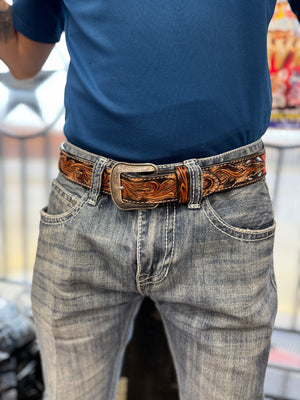 “ Alan “ | Men Western Beaded Belt Red Rust D100013308