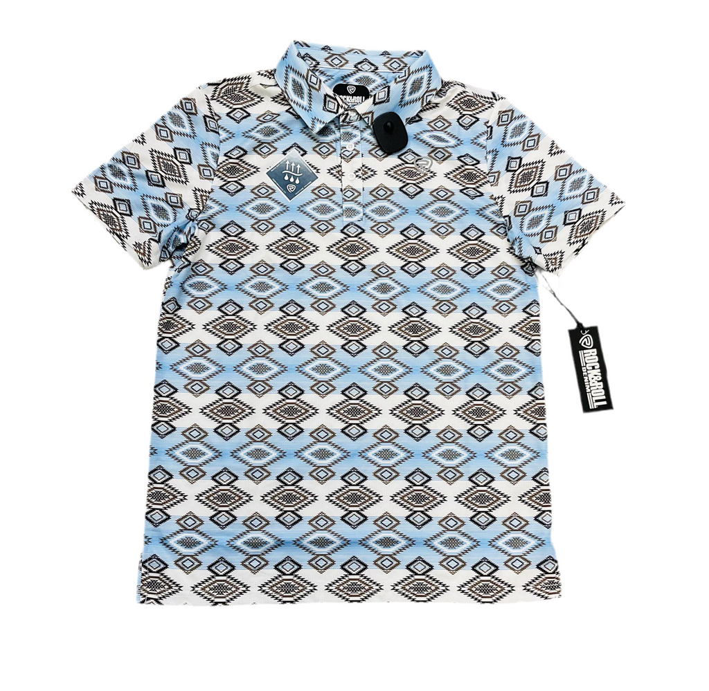 MEN’S ROCK & ROLL WHITE AZTEC PRINTED SHORT SLEEVE SHIRT |BM51T06010