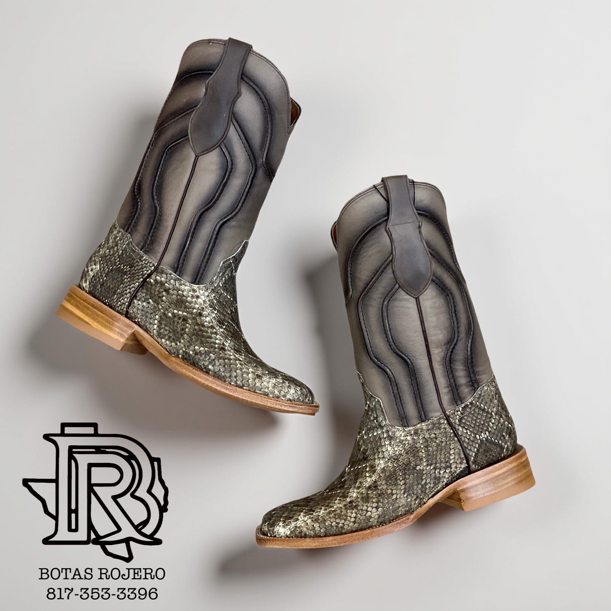 ‘’OLIVER’’ MENS RATTLESNAKE SQUARE TOE BOOTS